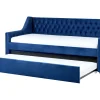 Tagesbett Ausziehbar Samtstoff Marineblau Lattenrost 90 X 200 Cm Montargis