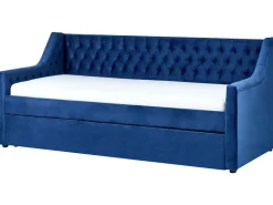 Tagesbett Ausziehbar Samtstoff Marineblau Lattenrost 90 X 200 Cm Montargis
