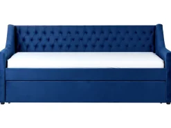 Tagesbett Ausziehbar Samtstoff Marineblau Lattenrost 90 X 200 Cm Montargis