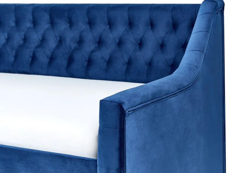 Tagesbett Ausziehbar Samtstoff Marineblau Lattenrost 90 X 200 Cm Montargis