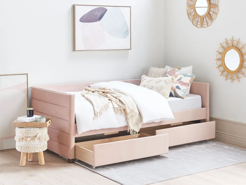 Tagesbett Samtstoff Pastellrosa Mit Bettkasten 90 X 200 Cm Marray