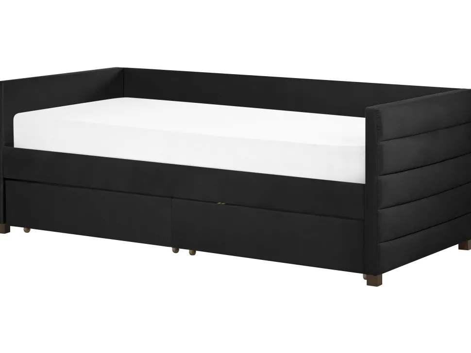 Tagesbett Samtstoff Schwarz Mit Bettkasten 90 X 200 Cm Marray