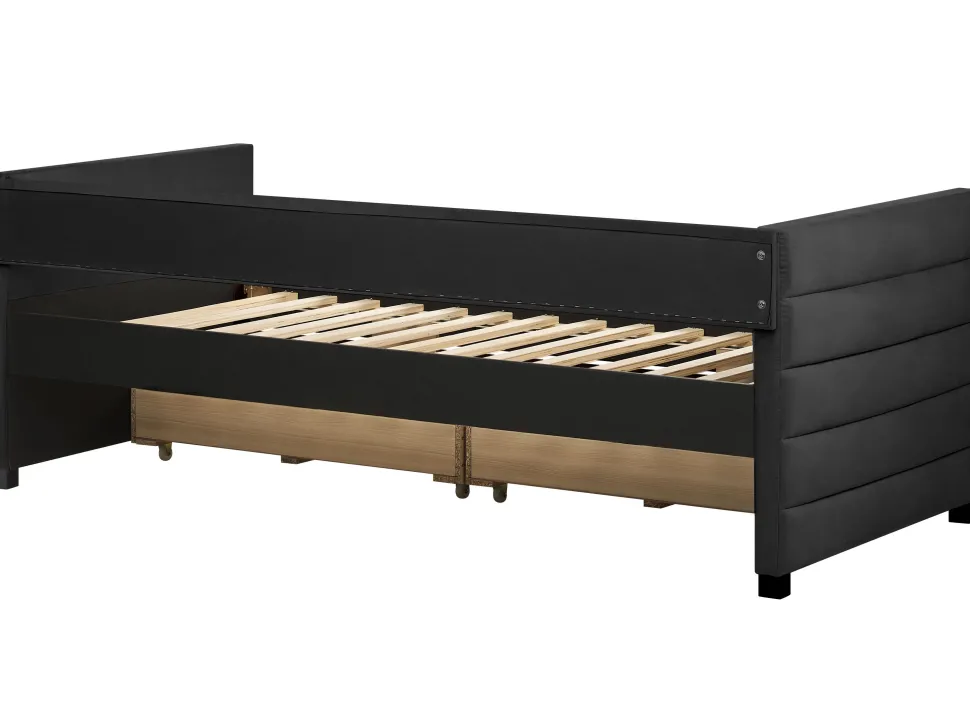 Tagesbett Samtstoff Schwarz Mit Bettkasten 90 X 200 Cm Marray