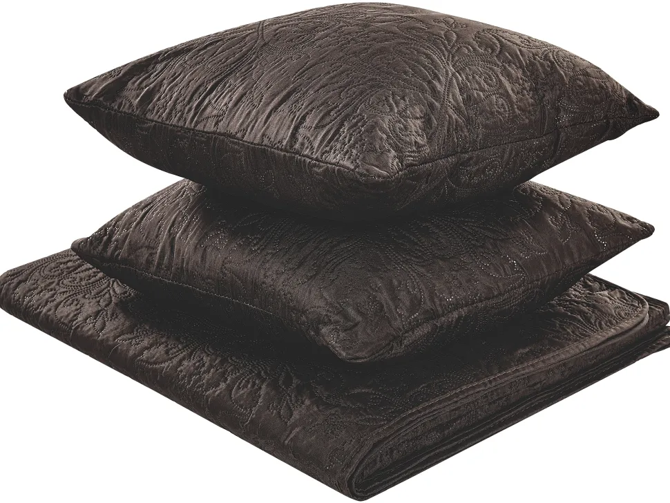Tagesdecken Set Mit Kissen Pragemuster 3-Teilig Braun 220 X 240 Cm Rayen