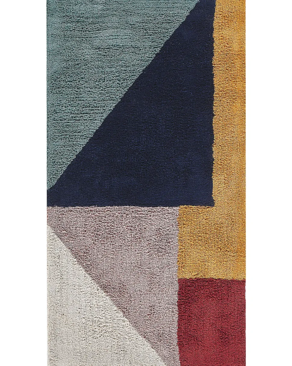 Teppich Baumwolle 80 X 150 Cm Mehrfarbig Geometrisches Muster Kurzflor Jalgaon