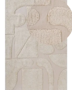 Teppich Baumwolle Beige 160 X 230 Cm Abstraktes Muster Kurzflor Diyadin