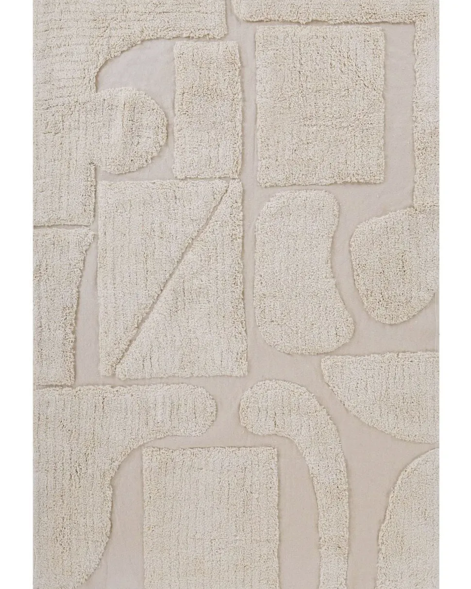 Teppich Baumwolle Beige 160 X 230 Cm Abstraktes Muster Kurzflor Diyadin