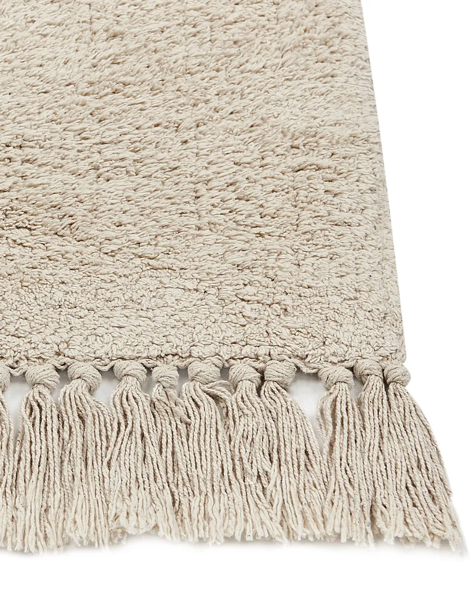 Teppich Baumwolle Beige / Schwarz 160 X 230 Cm Blumenmuster Kurzflor Sazli
