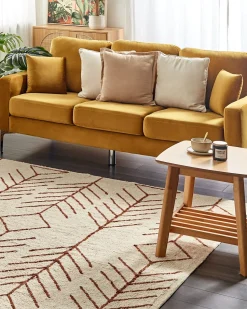 Teppich Baumwolle Beige 200 X 200 Cm Geometrisches Muster Kurzflor Akoren