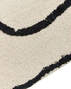 Teppich Baumwolle Beige / Schwarz 160 X 230 Cm Gesichtsmotiv Kurzflor Konur