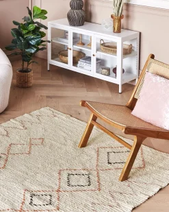 Teppich Baumwolle Beige 160 X 230 Cm Geometrisches Muster Guwahati