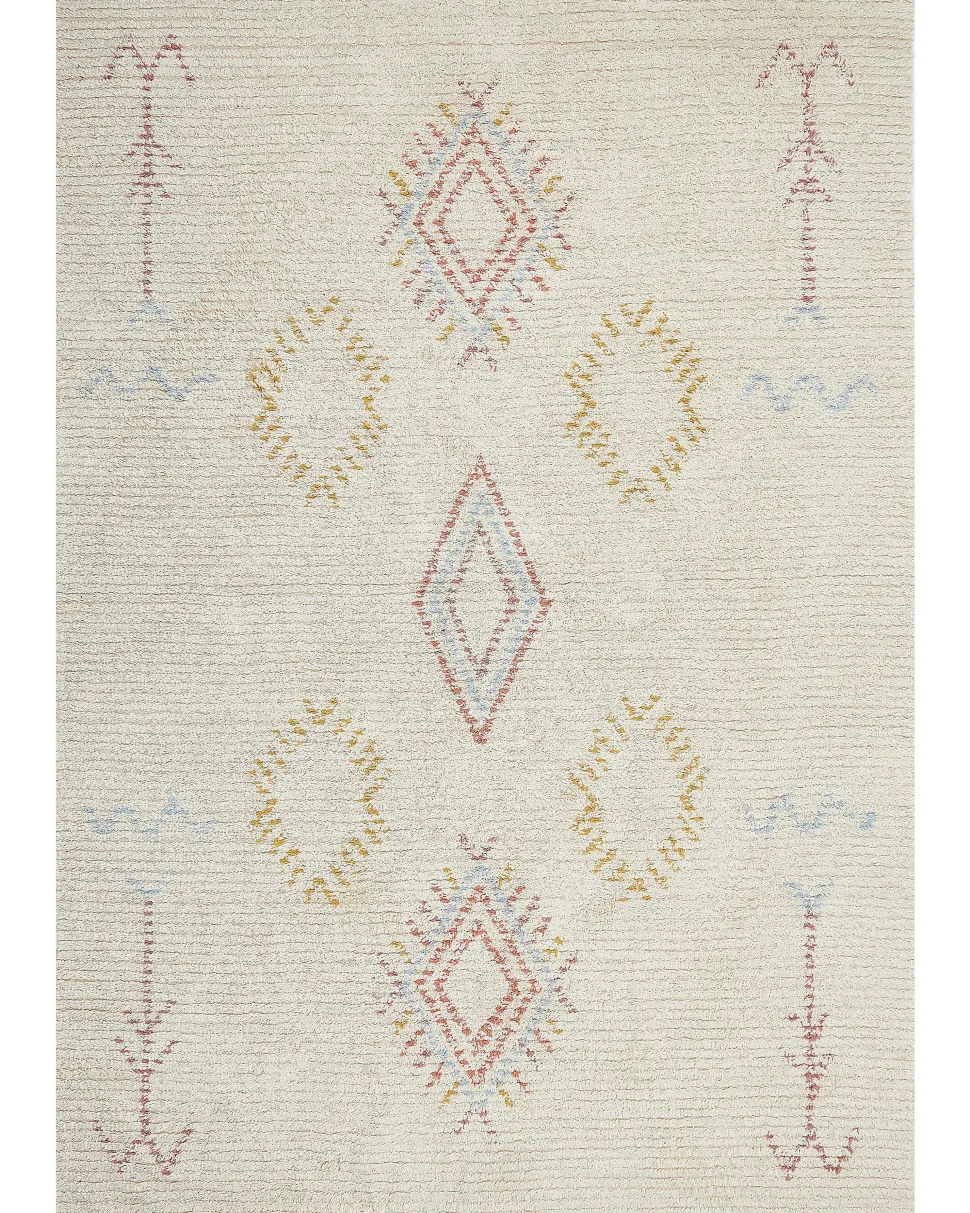 Teppich Baumwolle Beige 160 X 230 Cm Geometrisches Muster Kurzflor Bettiah