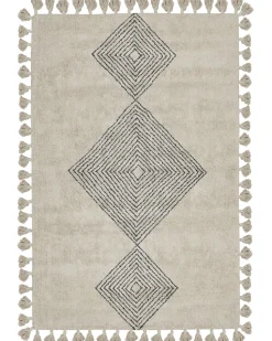 Teppich Baumwolle Beige 160 X 230 Cm Geometrisches Muster Kurzflor Bulcuk