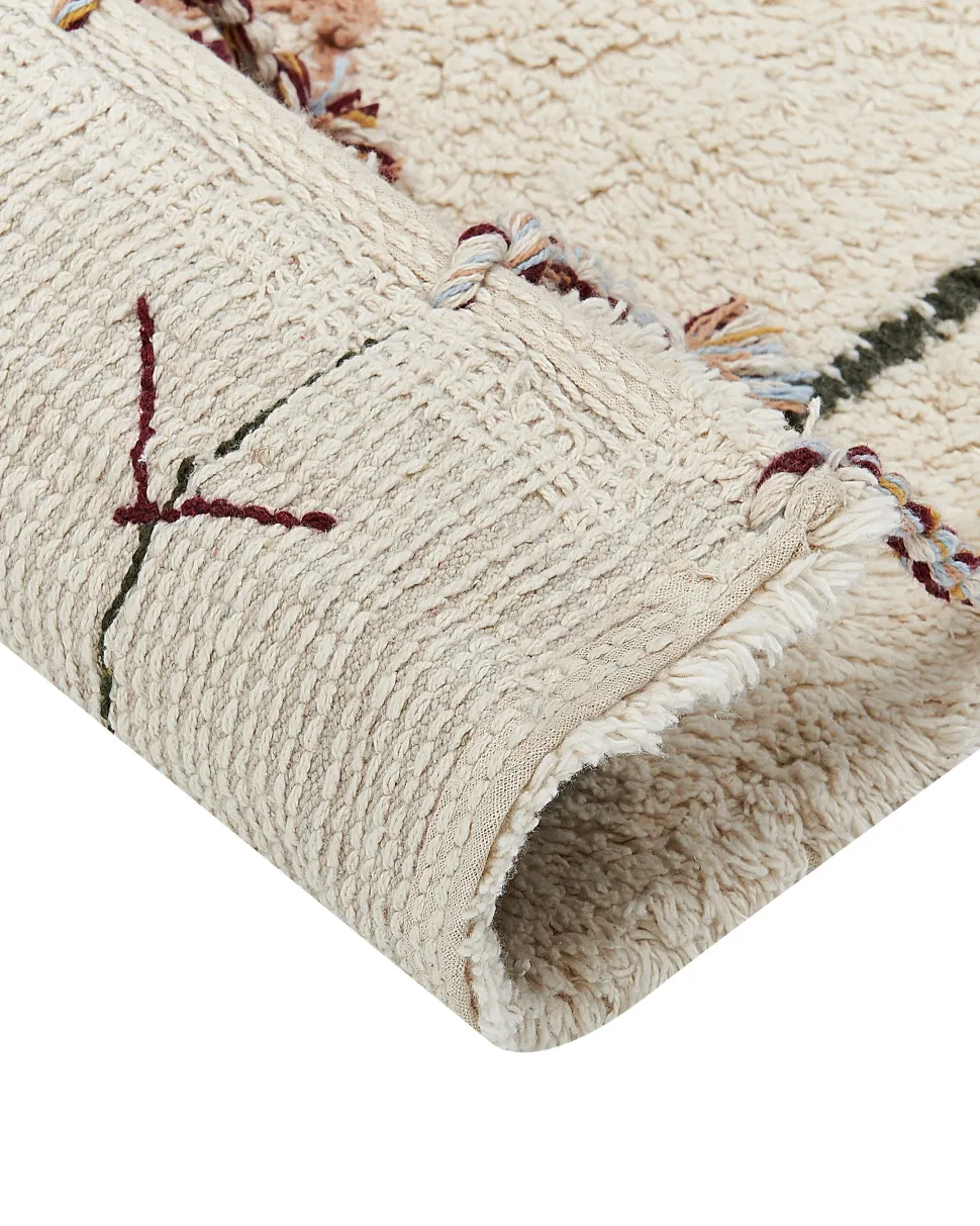 Teppich Baumwolle Beige 160 X 230 Cm Geometrisches Muster Corum
