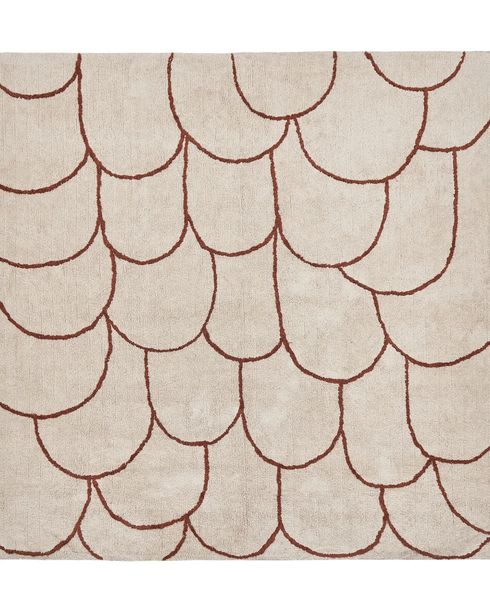 Teppich Baumwolle Beige / Braun 200 X 200 Cm Geometrisches Muster Kurzflor Avdan