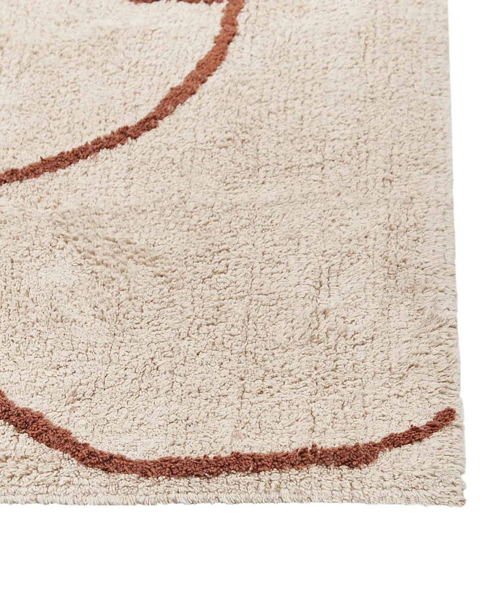 Teppich Baumwolle Beige / Braun 200 X 200 Cm Geometrisches Muster Kurzflor Avdan