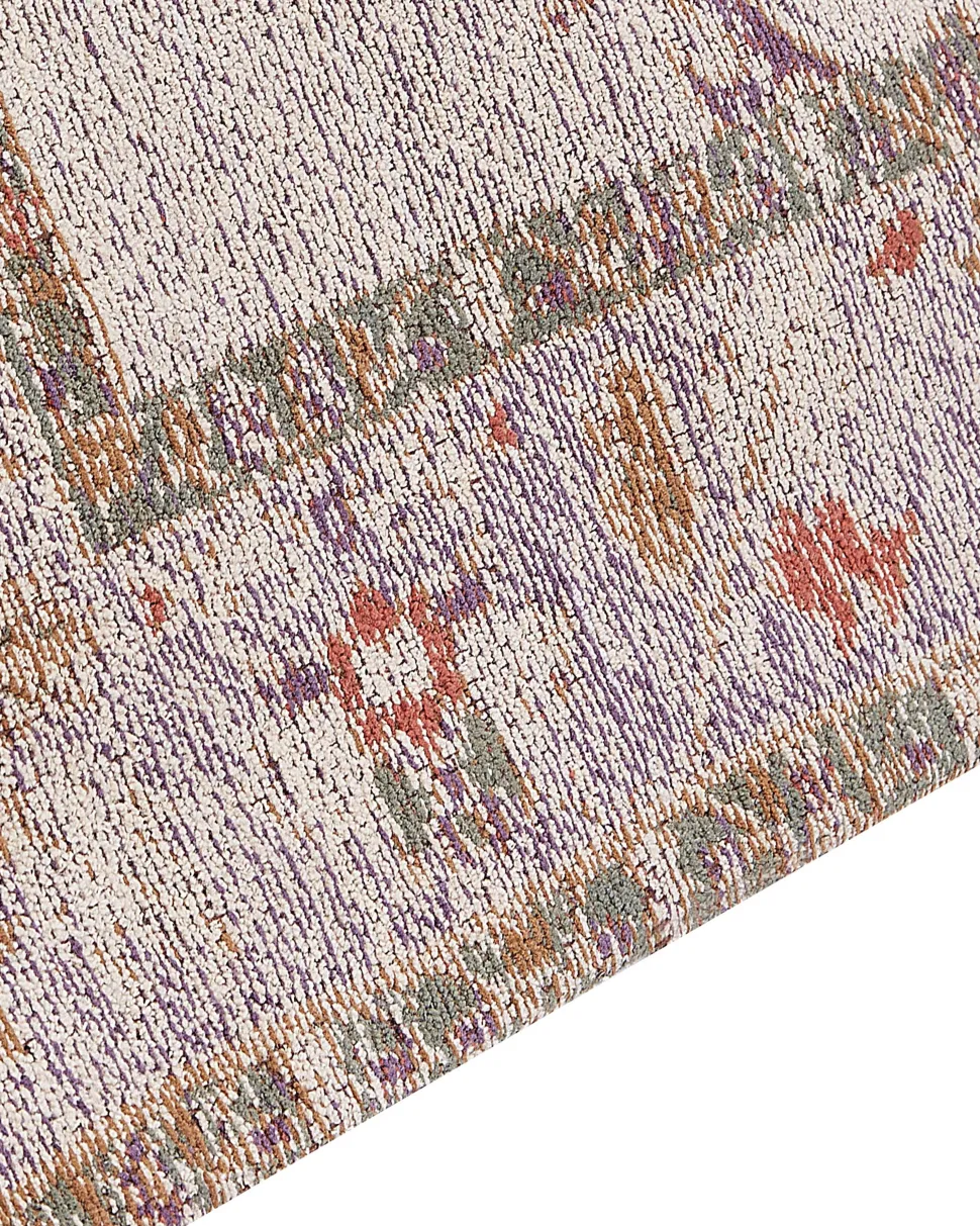 Teppich Baumwolle Beige Orientalisches Muster 80 X 300 Cm Yanoba