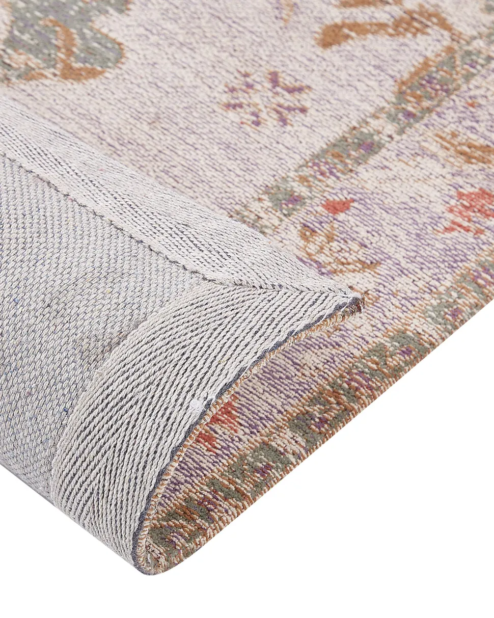 Teppich Baumwolle Beige Orientalisches Muster 80 X 300 Cm Yanoba