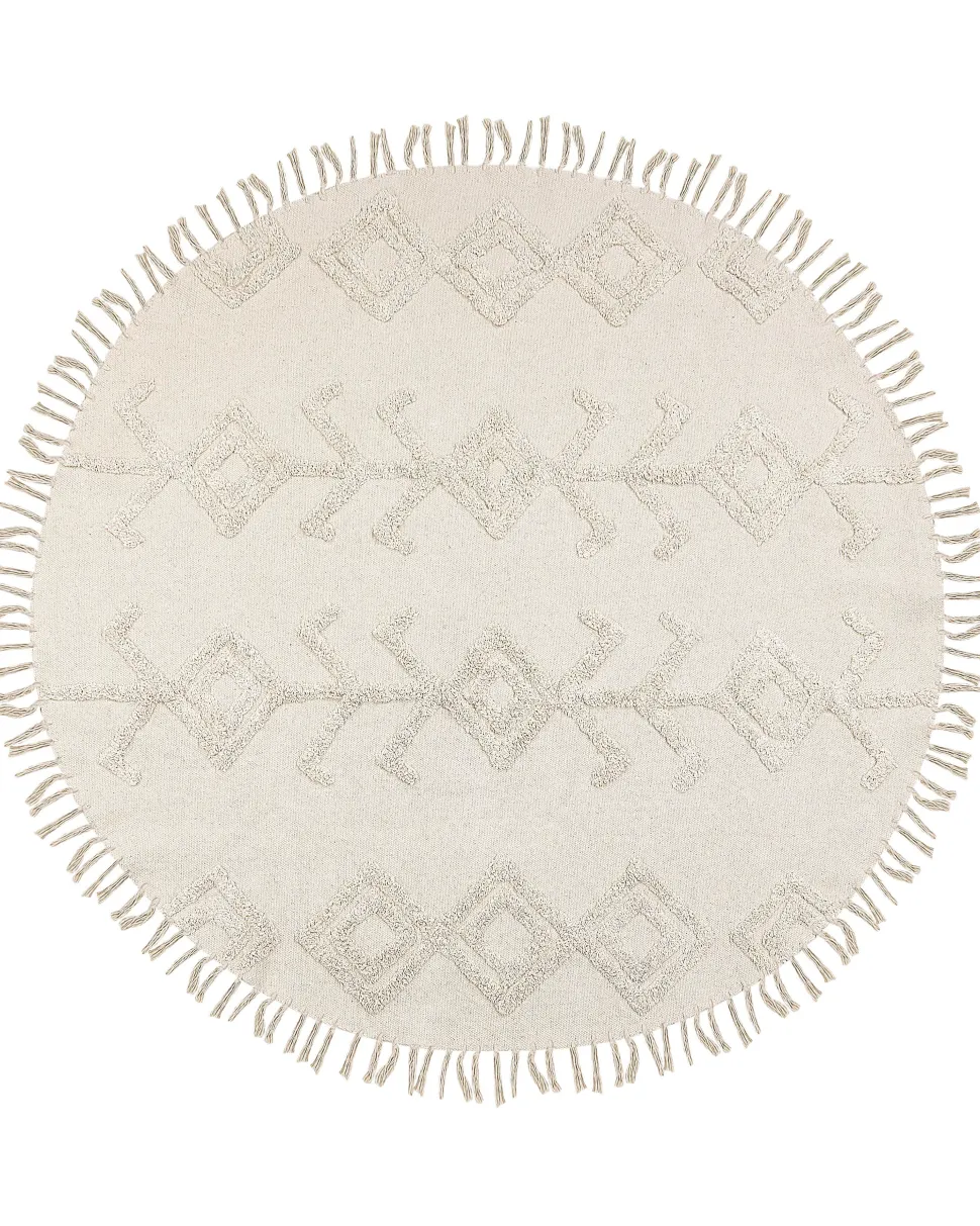 Teppich Baumwolle Beige O 140 Cm Kurzflor Harran