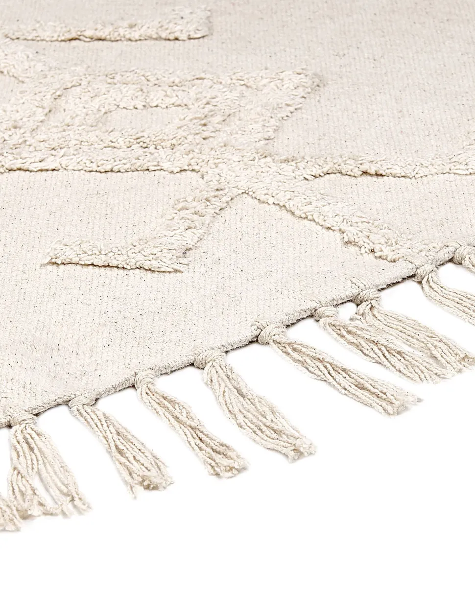 Teppich Baumwolle Beige O 140 Cm Kurzflor Harran