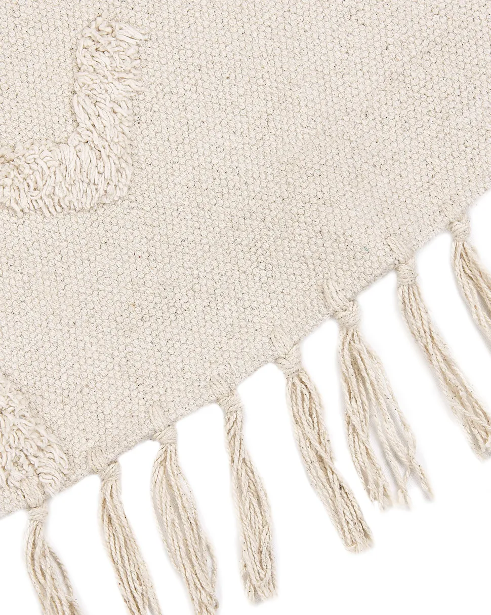 Teppich Baumwolle Beige O 140 Cm Kurzflor Harran