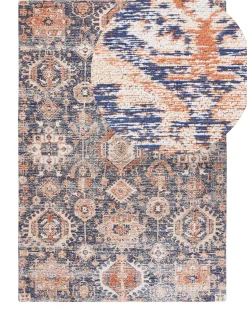 Teppich Baumwolle Blau / Rot 140 X 200 Cm Orientalisches Muster Kurzflor Kurin