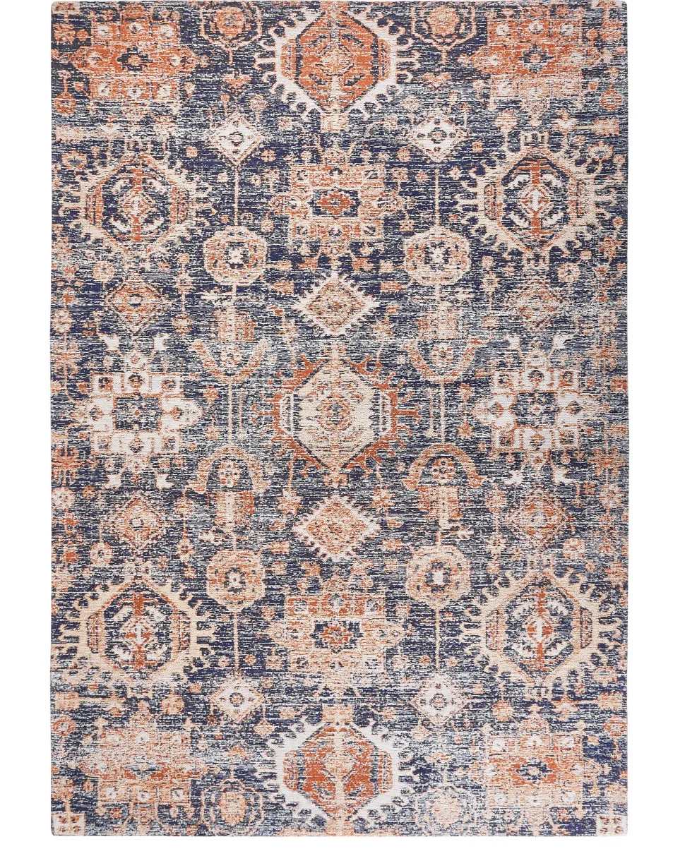 Teppich Baumwolle Blau / Rot 140 X 200 Cm Orientalisches Muster Kurzflor Kurin