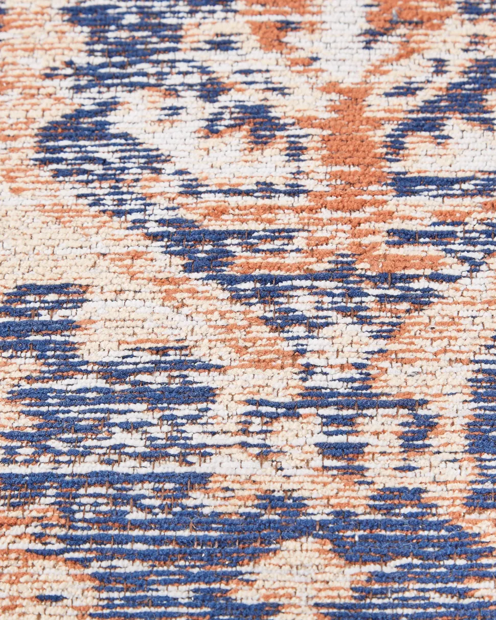 Teppich Baumwolle Blau / Rot 140 X 200 Cm Orientalisches Muster Kurzflor Kurin