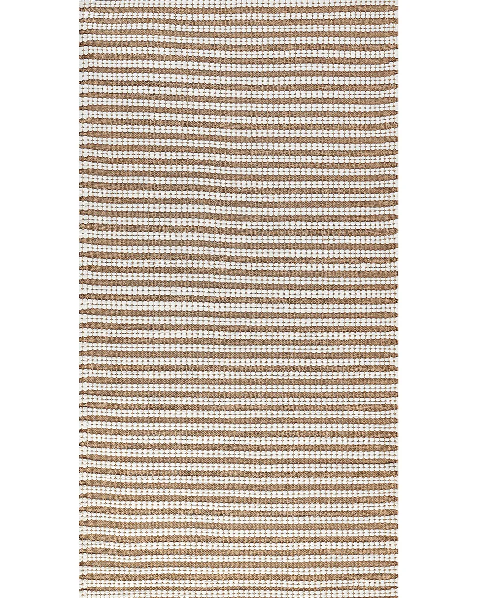Teppich Baumwolle Braun / Weis 80 X 150 Cm Streifenmuster Kurzflor Sofulu