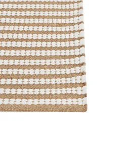 Teppich Baumwolle Braun / Weis 80 X 150 Cm Streifenmuster Kurzflor Sofulu