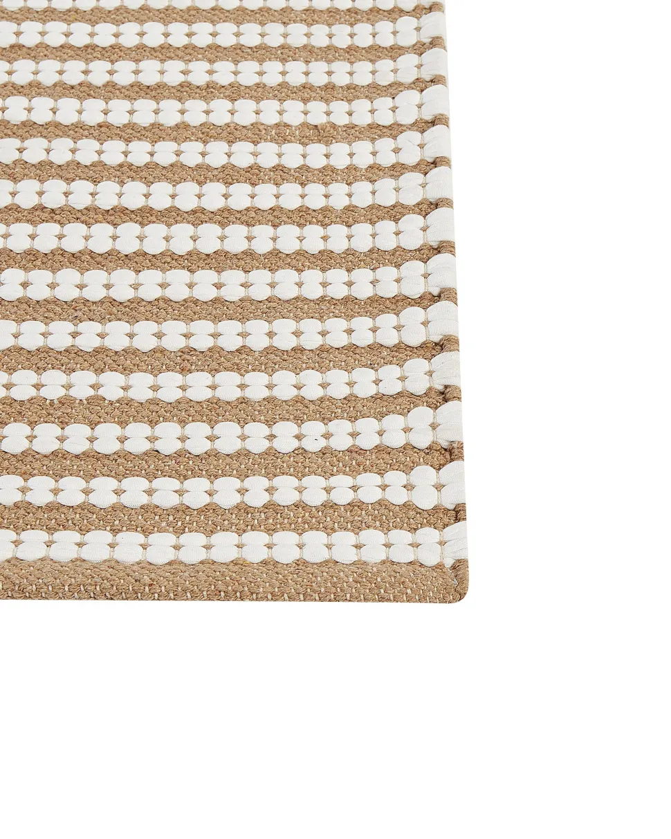 Teppich Baumwolle Braun / Weis 80 X 150 Cm Streifenmuster Kurzflor Sofulu