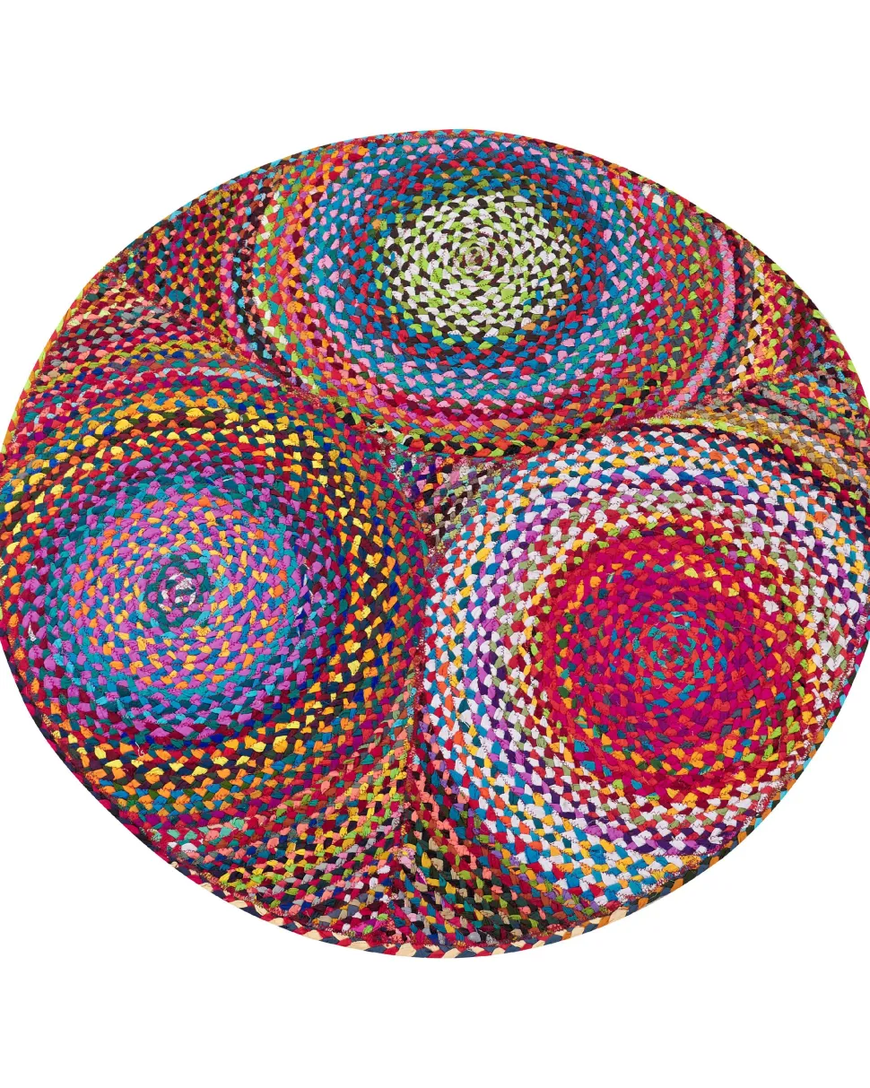 Teppich Baumwolle Bunt 140 Cm Geometrisches Muster Kurzflor Ladik