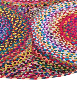 Teppich Baumwolle Bunt 140 Cm Geometrisches Muster Kurzflor Ladik