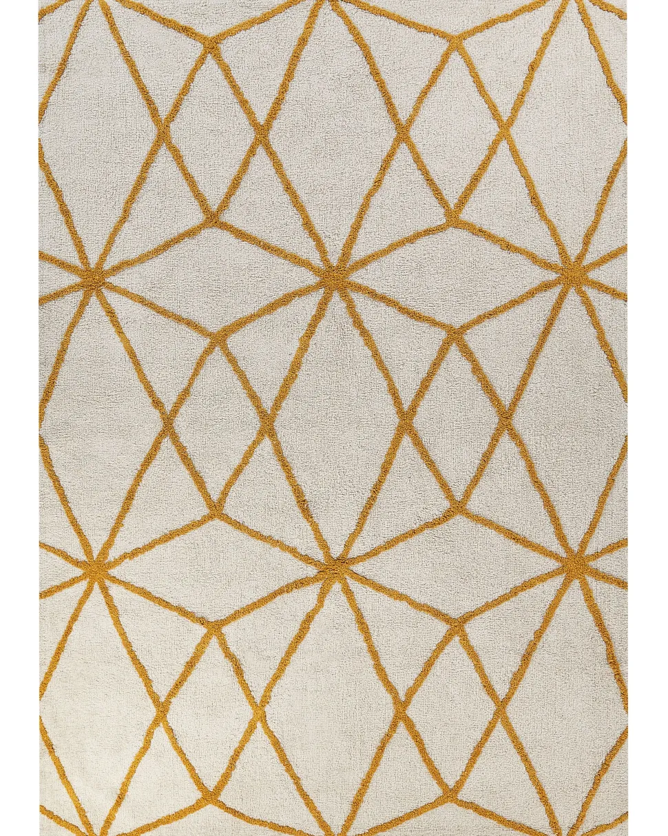 Teppich Baumwolle Cremeweis / Gelb 160 X 230 Cm Geometrisches Muster Shaggy Marand