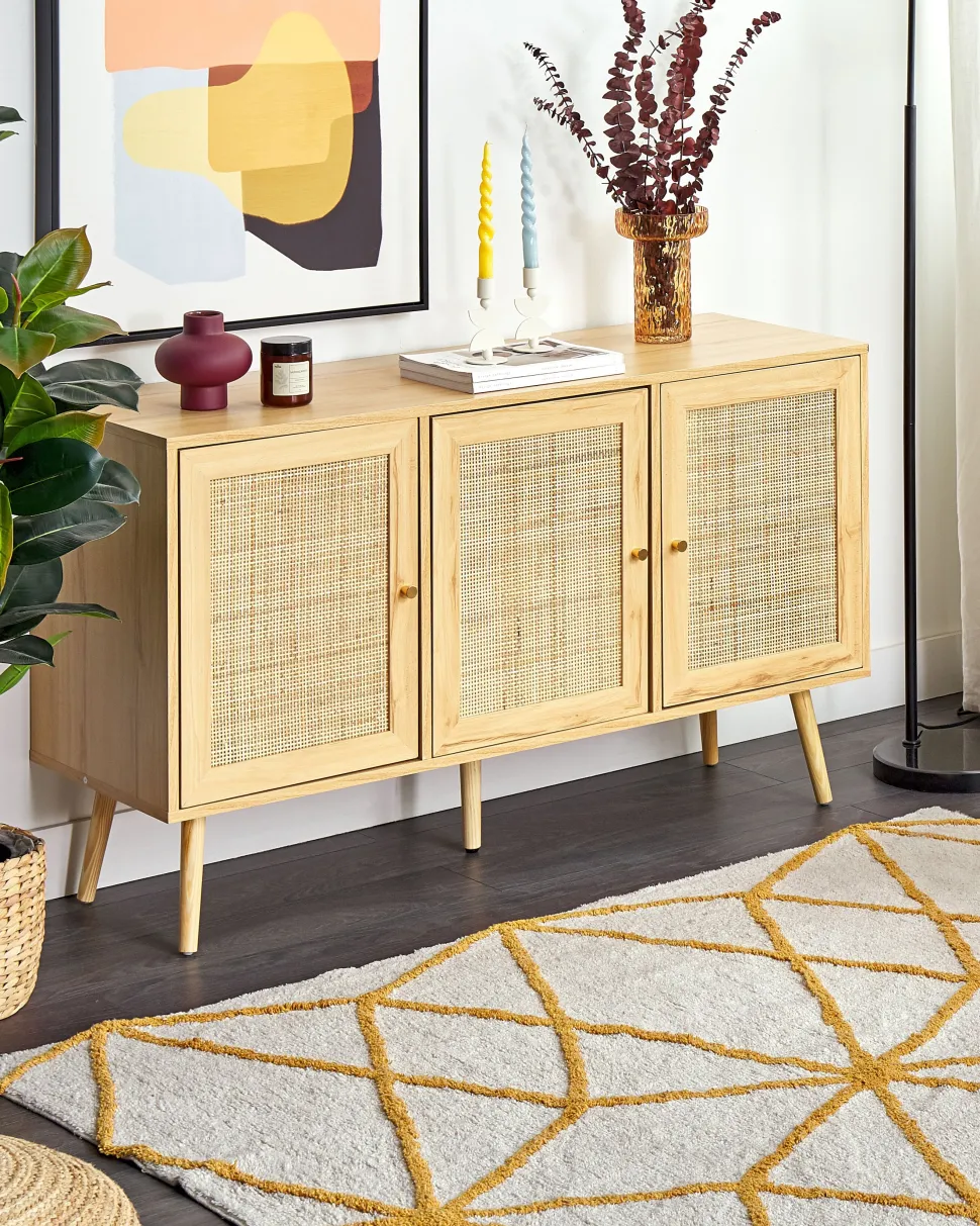 Teppich Baumwolle Cremeweis / Gelb 160 X 230 Cm Geometrisches Muster Shaggy Marand