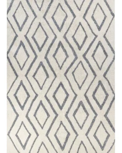 Teppich Baumwolle Cremeweis / Blau 160 X 230 Cm Geometrisches Muster Shaggy Menderes