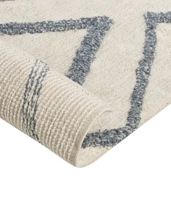 Teppich Baumwolle Cremeweis / Blau 160 X 230 Cm Geometrisches Muster Shaggy Menderes