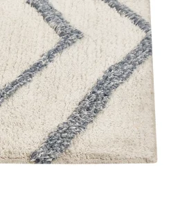 Teppich Baumwolle Cremeweis / Blau 160 X 230 Cm Geometrisches Muster Shaggy Menderes