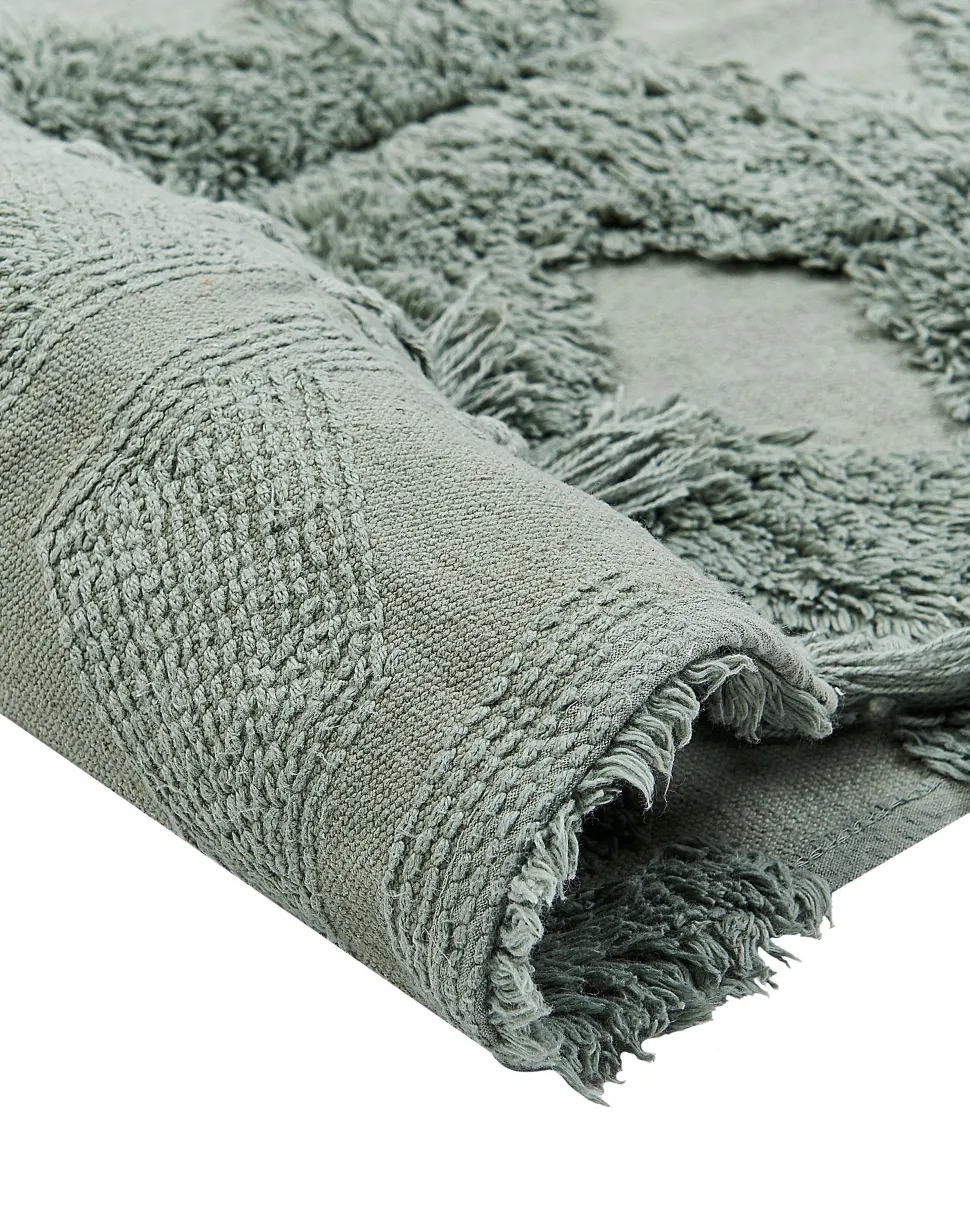 Teppich Baumwolle Grun 160 X 230 Cm Geometrisches Muster Kurzflor Kars