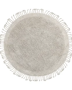 Teppich Baumwolle Hellbeige 140 Cm Fransen Shaggy Bitlis