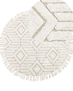 Teppich Baumwolle Hellbeige 140 Cm Fransen Horasan