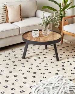 Teppich Baumwolle Hellbeige Tiermotiv 160 X 230 Cm Afis