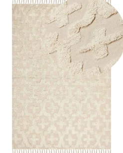Teppich Baumwolle Hellbeige 160 X 230 Cm Geometrisches Muster Kurzflor Itanagar