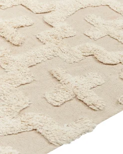 Teppich Baumwolle Hellbeige 160 X 230 Cm Geometrisches Muster Kurzflor Itanagar