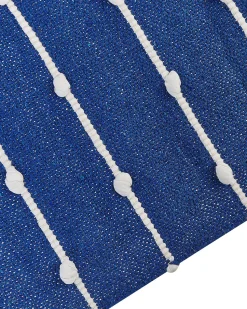 Teppich Baumwolle Marineblau / Beige 80 X 150 Cm Streifenmuster Kurzflor Kondhali