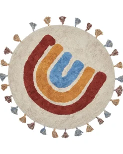 Teppich Baumwolle Mehrfarbig O 120 Cm Geometrisches Muster Kurzflor Yagci