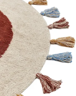 Teppich Baumwolle Mehrfarbig O 120 Cm Geometrisches Muster Kurzflor Yagci