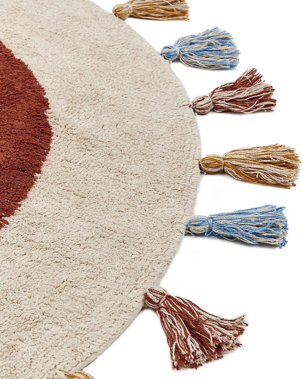 Teppich Baumwolle Mehrfarbig O 120 Cm Geometrisches Muster Kurzflor Yagci