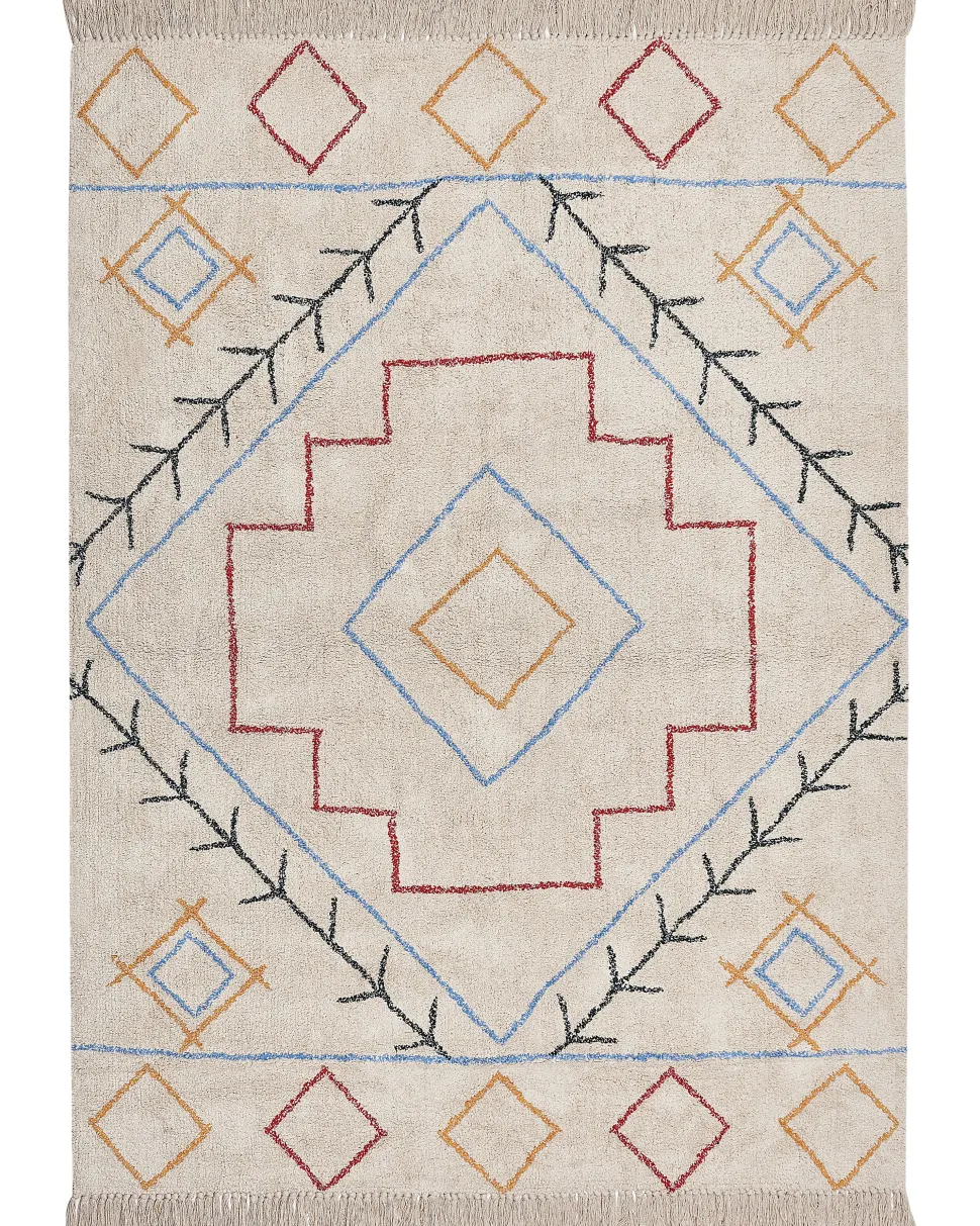 Teppich Baumwolle Mehrfarbig 160 X 230 Cm Geometrisches Muster Kurzflor Kuskan