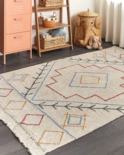 Teppich Baumwolle Mehrfarbig 160 X 230 Cm Geometrisches Muster Kurzflor Kuskan